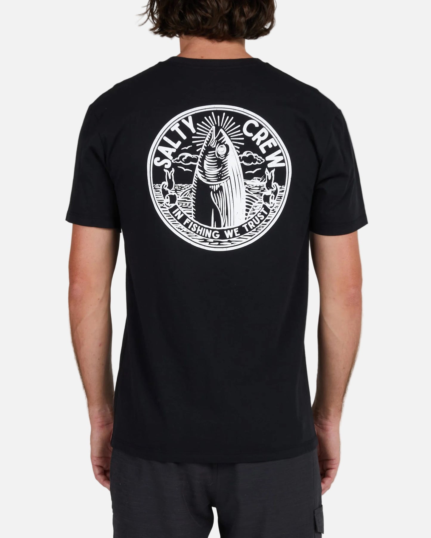 Salty crew T-SHIRTS S/S IN FISHING WE TRUST S/S TEE - Black in Black