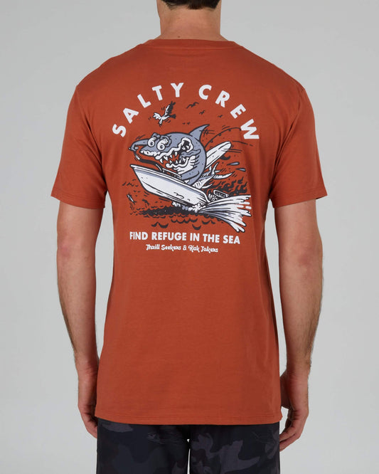 Salty Crew Hommes - Hot Rod Shark Premium S/S Tee - Rouille