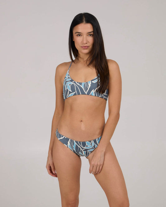 Salty crew SWIMWEAR Rattan Palms Rev Bralette - Fin Blue in Fin Blue