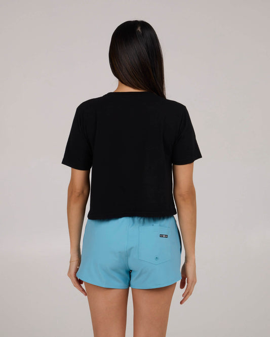 Salty crew T-SHIRTS S/S Ashore Crop Tee - Black in Black