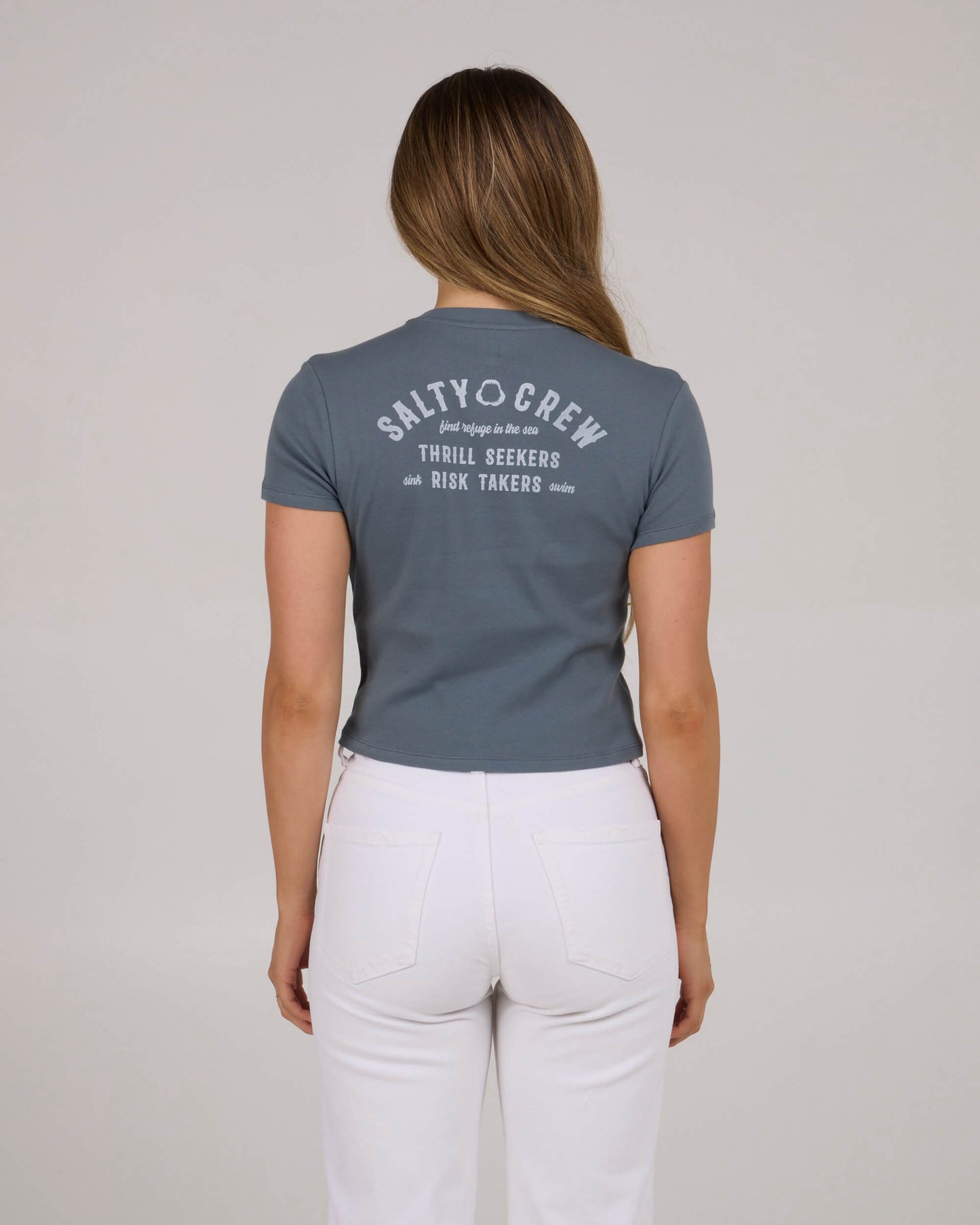 Salty crew KNIT TOPS Night Bite Baby Tee - Fin Blue in Fin Blue