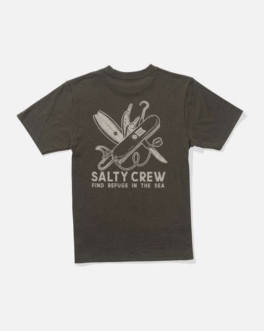 Salty crew T-SHIRTS S/S Pocket Knife Ss Tee Kids - Dusty Olive in Dusty Olive