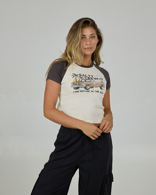 Tailgate Raglan Baby Tee - Charcoal