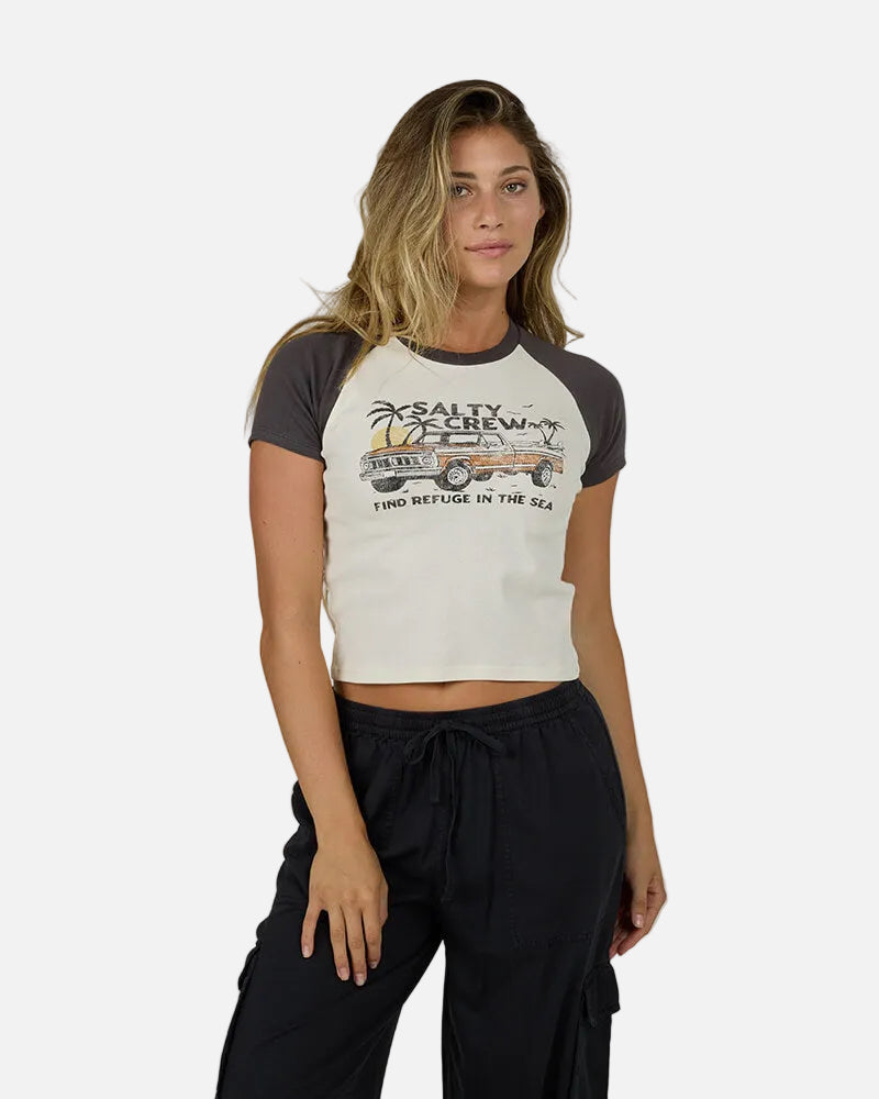 Tailgate Raglan Baby Tee - Charcoal