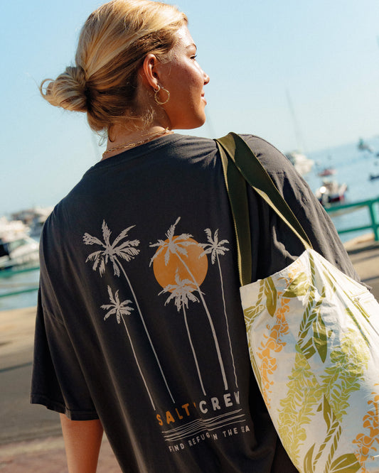 Palm Set Cover Up Tee - Charcoal