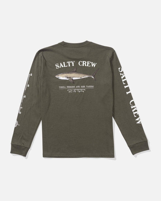 Salty crew T-SHIRTS L/S Bruce L/S Tee Kids - Dusty Olive in DUSTY OLIVE