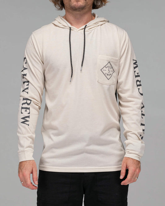 Salty crew TECH TEES Tippet Pocket Hood Tech Tee - Natural Upf 40+ in Natural