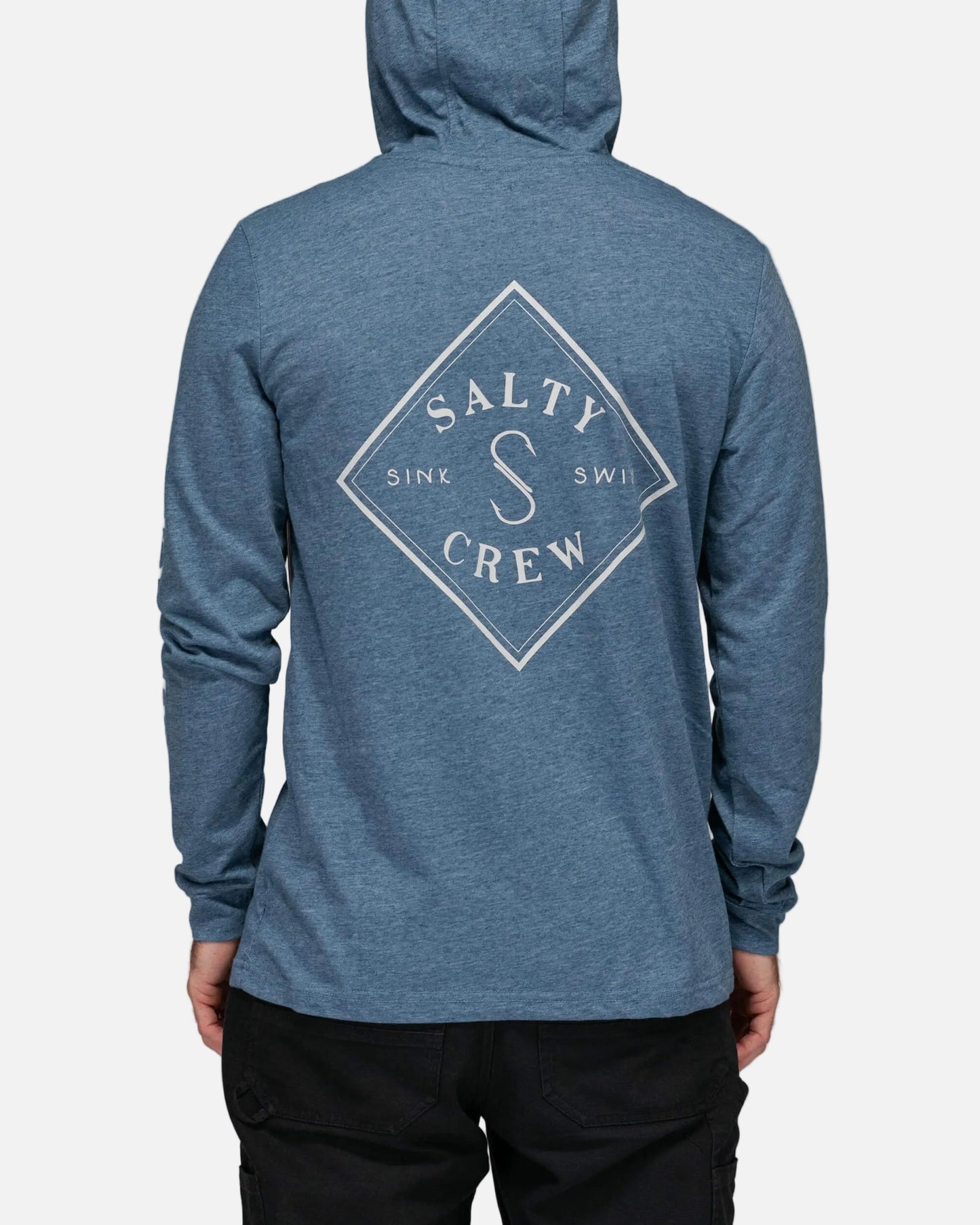 Salty crew TECH TEES Tippet Pocket Hood Tech Tee - Slate Upf 40+ in SLATE
