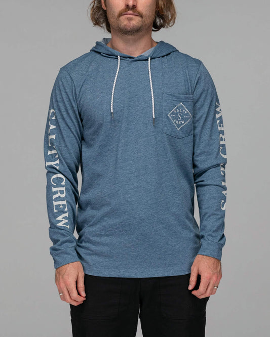 Salty crew TECH TEES Tippet Pocket Hood Tech Tee - Slate Upf 40+ in SLATE