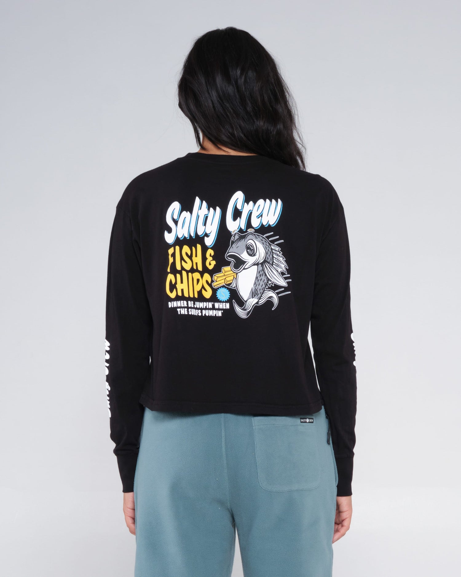Salty Crew Womens - Fish N Chips Ls Crop - Black