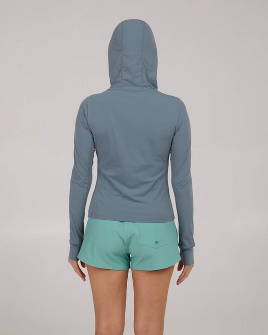 Salty crew SUN PROTECTION Alpha Hooded Rashguard - Fin Blue in Fin Blue