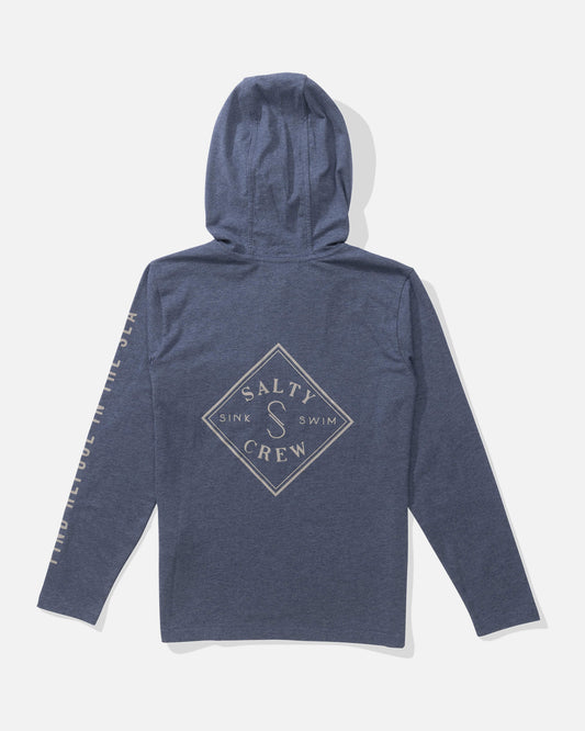 Salty crew SUN PROTECTION Tippet Hood Tech Tee Kids - Navy in Navy