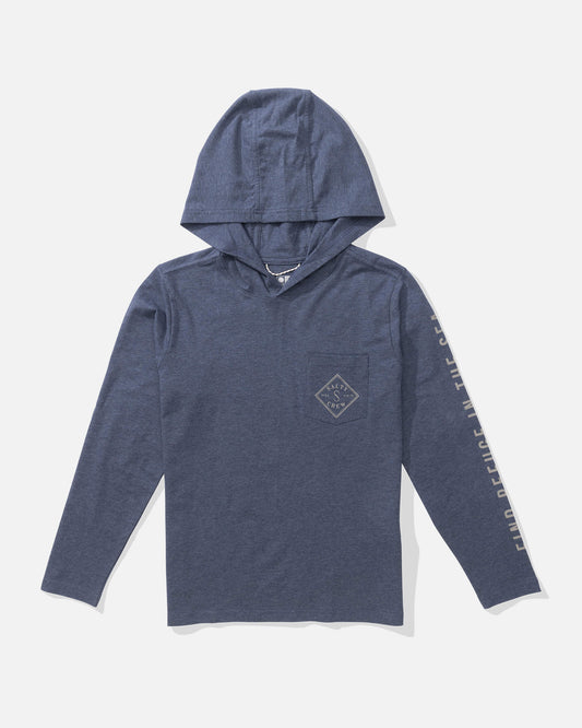 Salty crew SUN PROTECTION Tippet Hood Tech Tee Kids - Navy in Navy