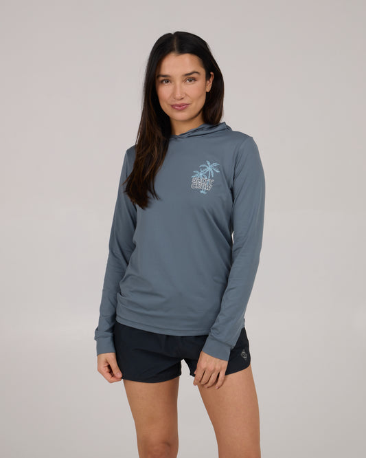 A Frame Hooded Sun Shirt - Fin Blue