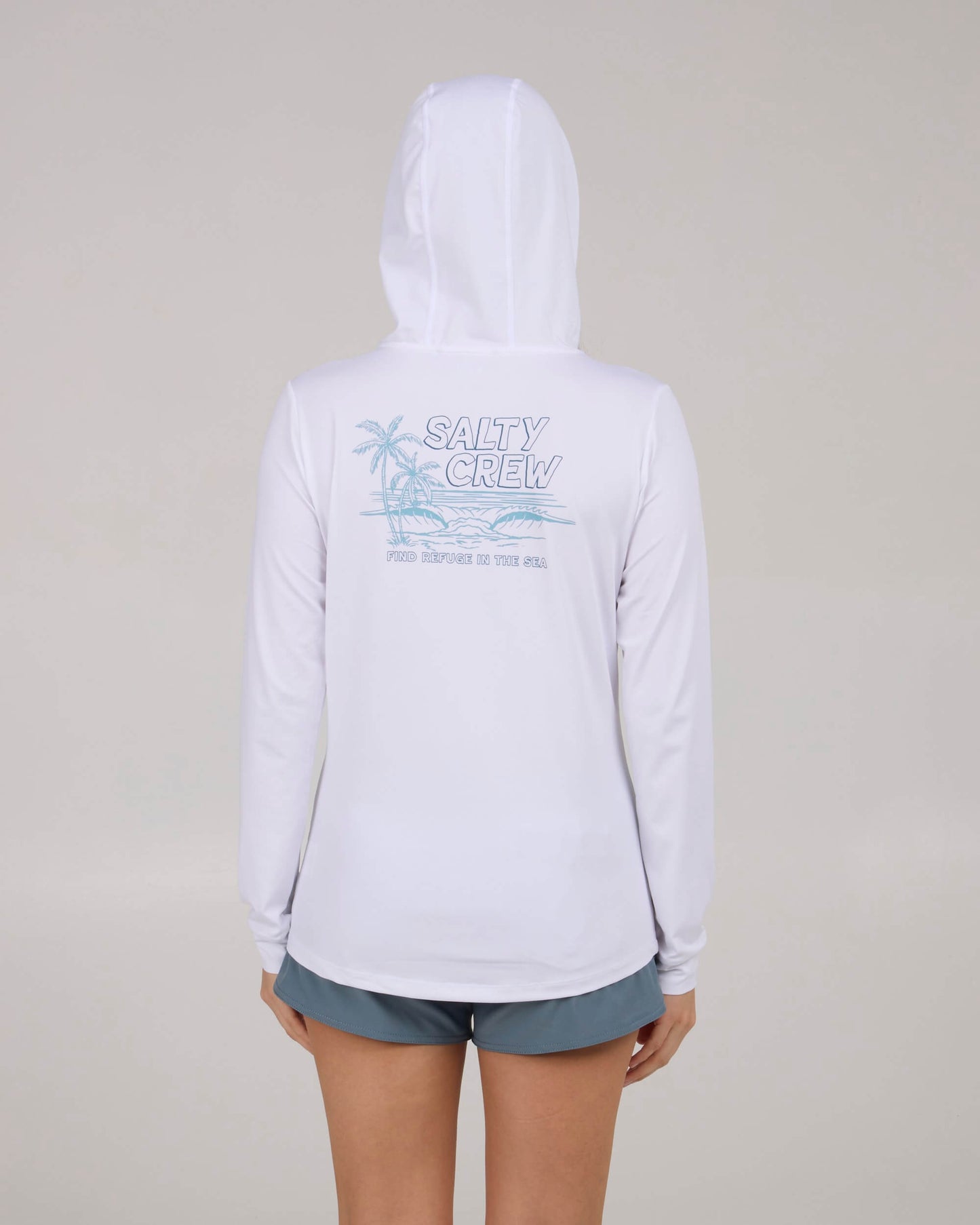 Salty crew SUN PROTECTION A Frame Hooded Sun Shirt - White in White