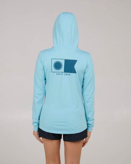 Salty crew SUN PROTECTION Flagship Hooded Sun Shirt - Pacific Blue in Pacific Blue