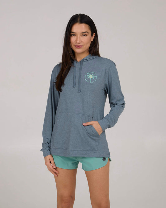Salty crew SUN PROTECTION Queen Palm Tech Hoody - Fin Blue in Fin Blue