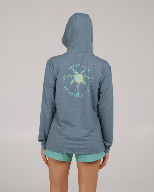 Queen Palm Tech Hoody - Fin Blue