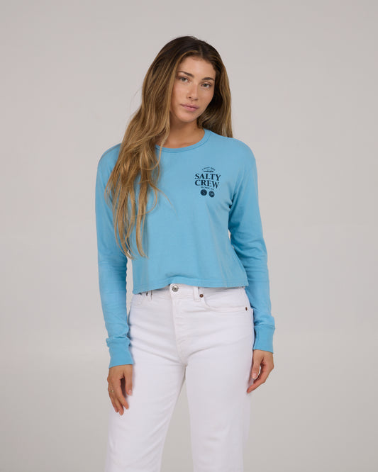 Sip & Sea L/S Crop - Lagoon Blue