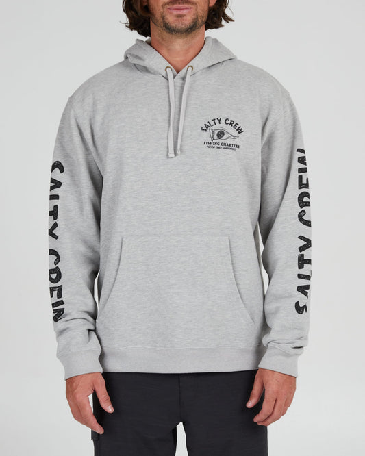 Salty crew FLEECE FISHING CHARTERS HOODED FLEECE - Heather Grey in Heather Grey