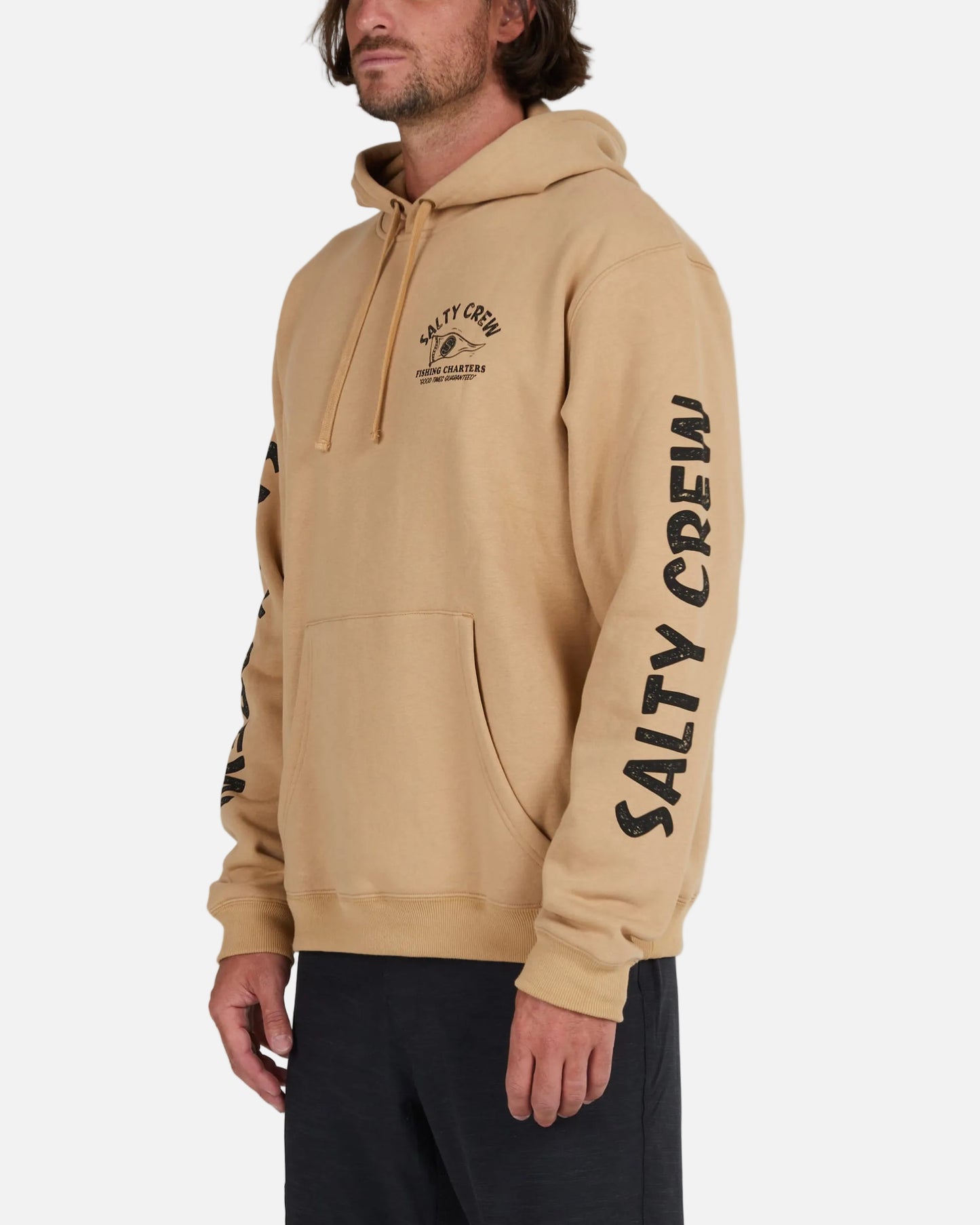 Salty Crew Men - Fishing Charters Hood Fleece - Sandstone