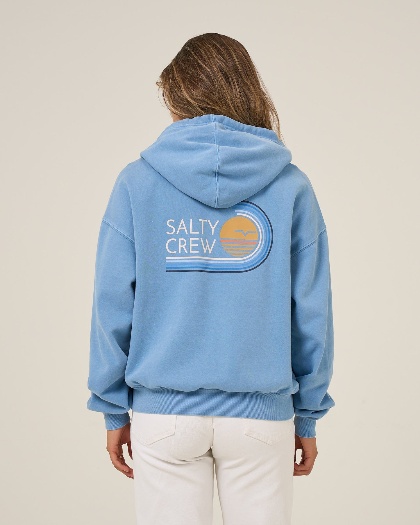 Ombre Wave Hooded Zip - Ash Blue