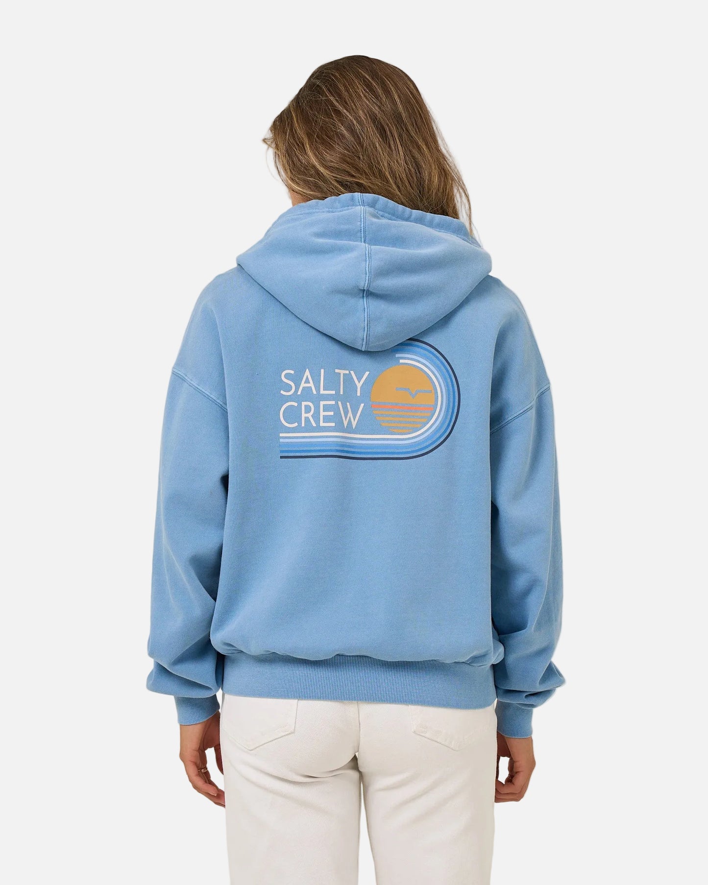 Ombre Wave Hooded Zip - Ash Blue