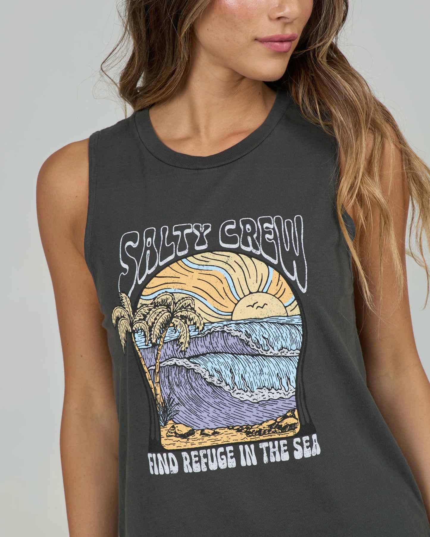 Keyhole Muscle Tank - Charcoal