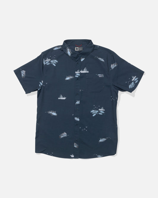 Breezer Perf Button Up - Midnight Navy