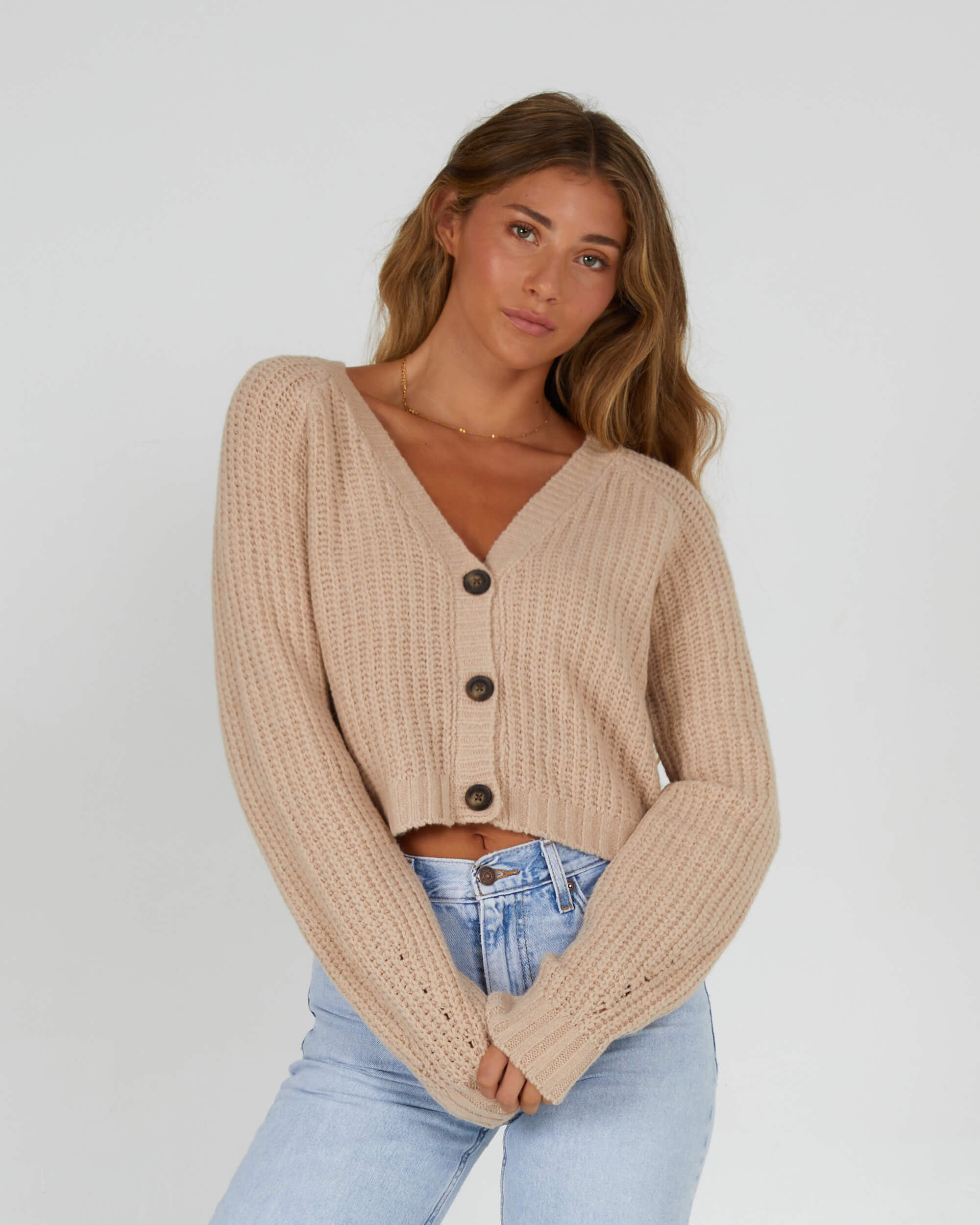 Shop Lighthouse Cardigan Oatmeal Salty Crew Europe