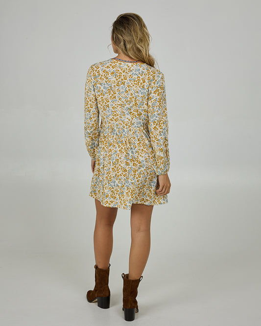 Hidden Ditsy Ls Dress - Honey