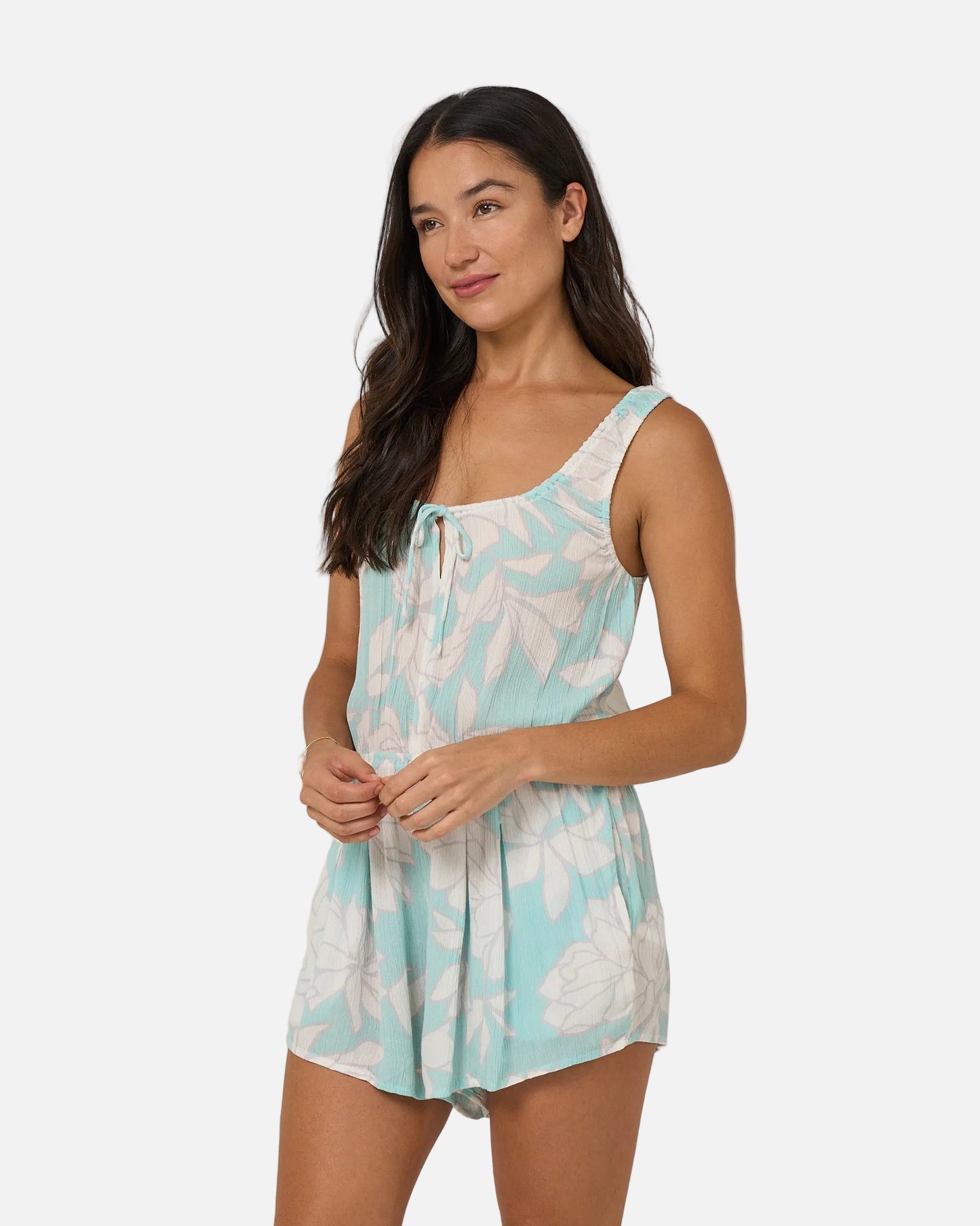 Rose Parade Romper - Aquamarine