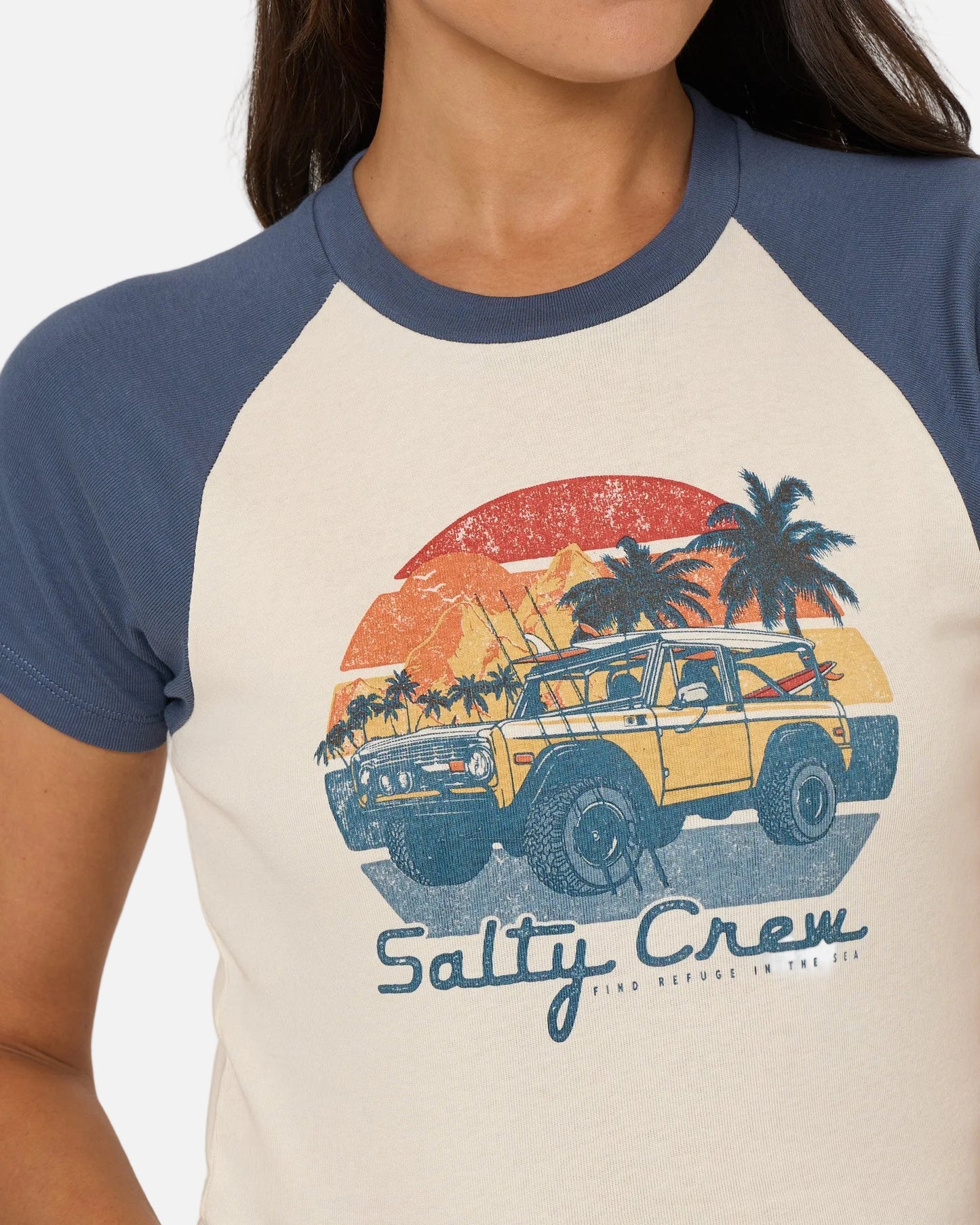 Drive To The Sea Raglan T - Indigo