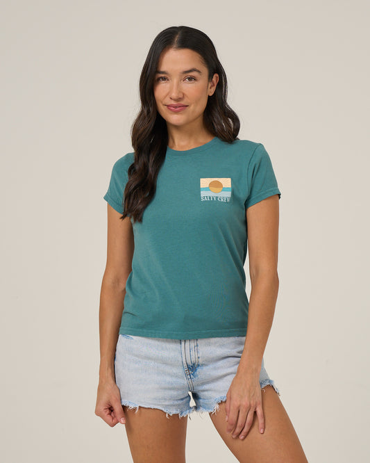 Retro Wave Modern Tee - Teal
