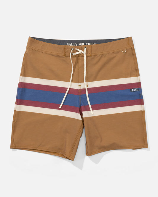 Crew Stripe Boardshort - Bone Brown