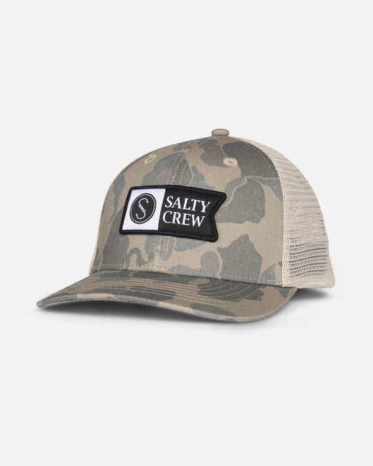 Salty crew HATS Pinnacle Retro Trucker Kids - Sand Camo in SAND CAMO