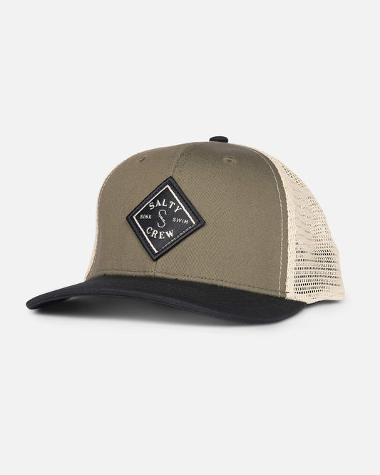 Salty crew HATS Sealine Retro Trucker Kids - Olive/Black in OLIVE/BLACK