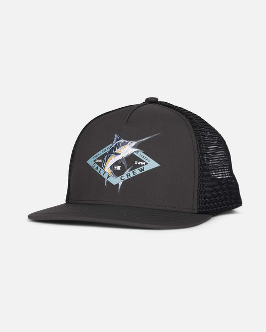 Salty crew HATS Marlin Diamond Trucker Kids - Black in Black