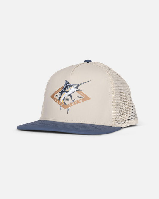 Salty crew HATS Marlin Diamond Trucker Kids - Oyster/Slate in Oyster/Slate