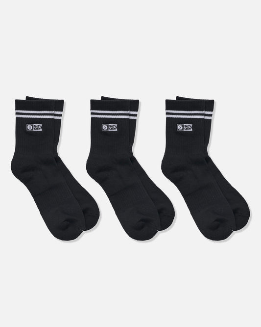 Stripe Alpha Sock 3pk - Black