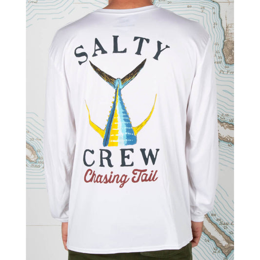 Salty crew Men's Sun Protection TAILED L/S Tech Tee Rashguard in White