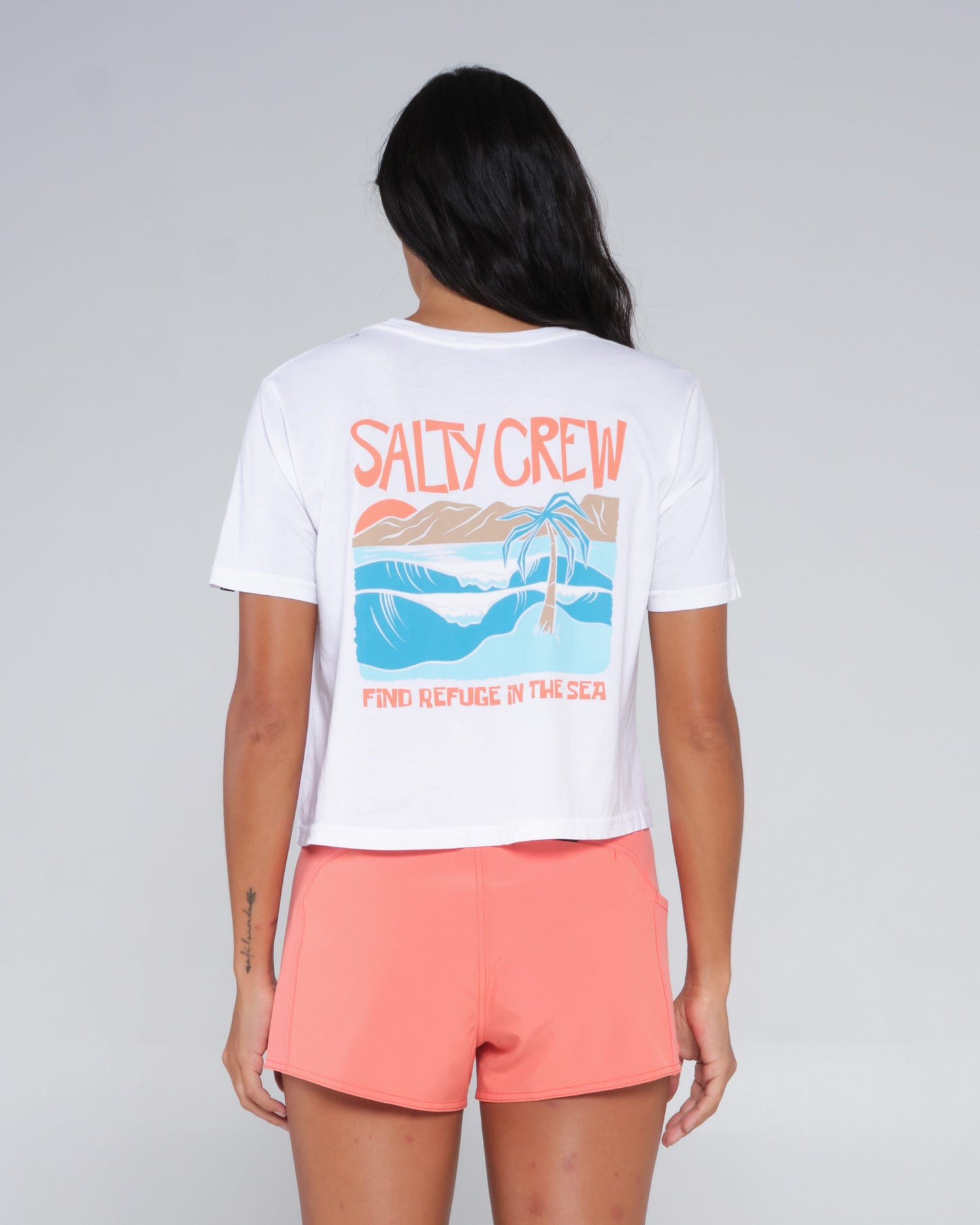Salty crew T-SHIRTS S/S POSTCARD CROP TEE - White in White