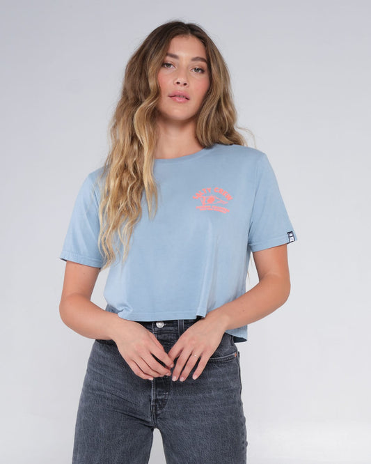 Salty crew T-SHIRTS S/S CHARTER CROP TEE - Tidal Blue in Tidal Blue
