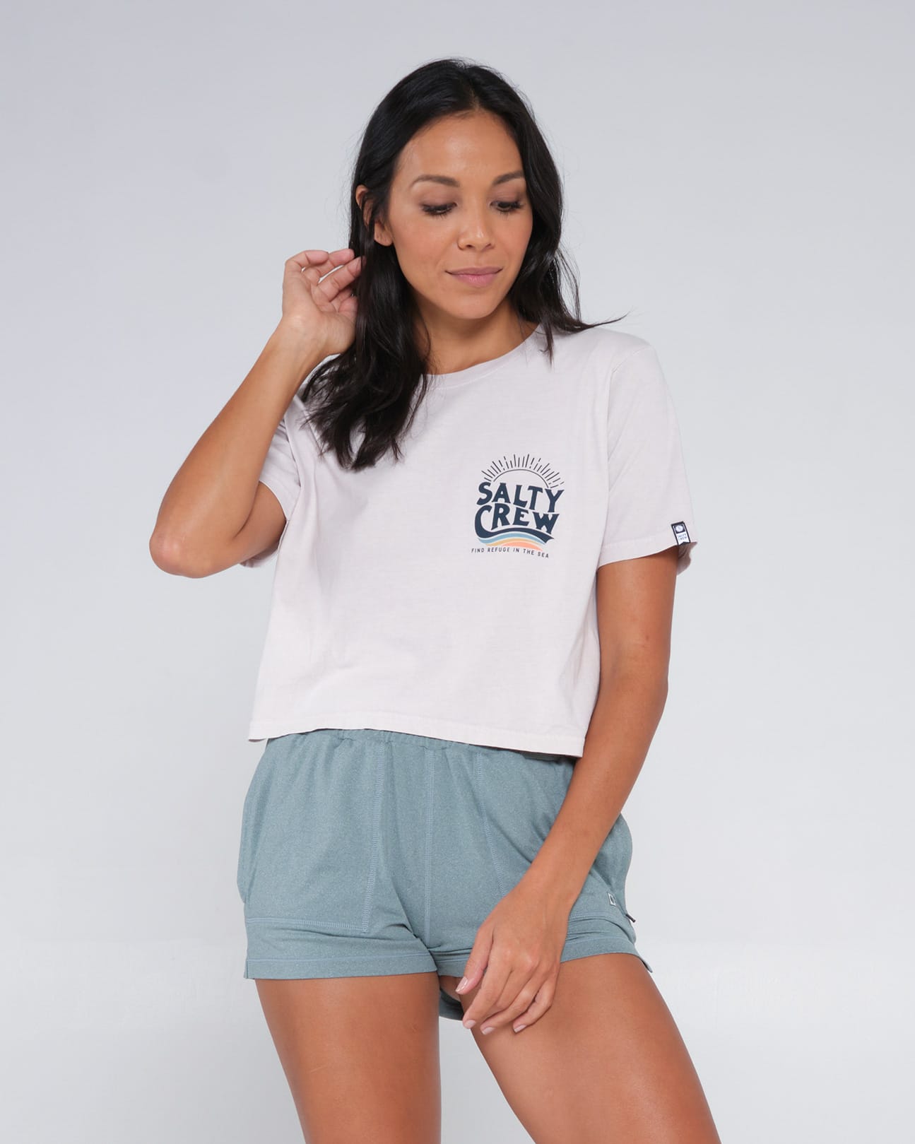 Salty crew T-SHIRTS S/S THE WAVE CROP TEE - Natural in Natural