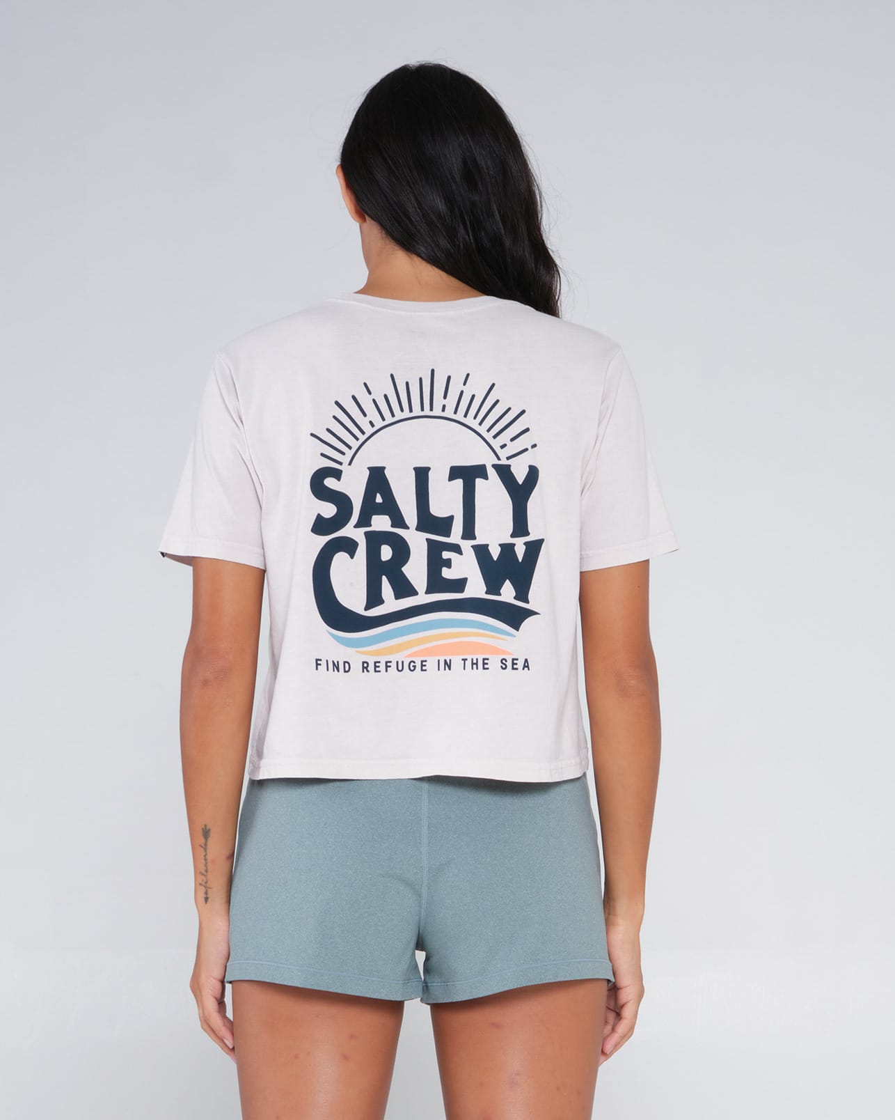 Salty crew T-SHIRTS S/S THE WAVE CROP TEE - Natural in Natural