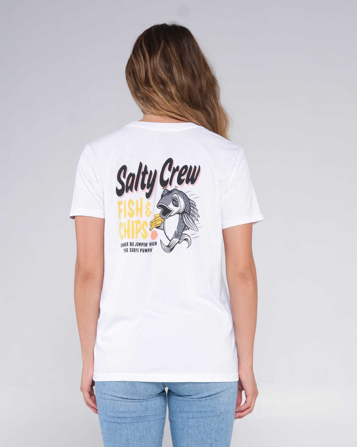 Salty crew T-SHIRTS S/S FISH N CHIPS BOYFRIEND TEE - White en White