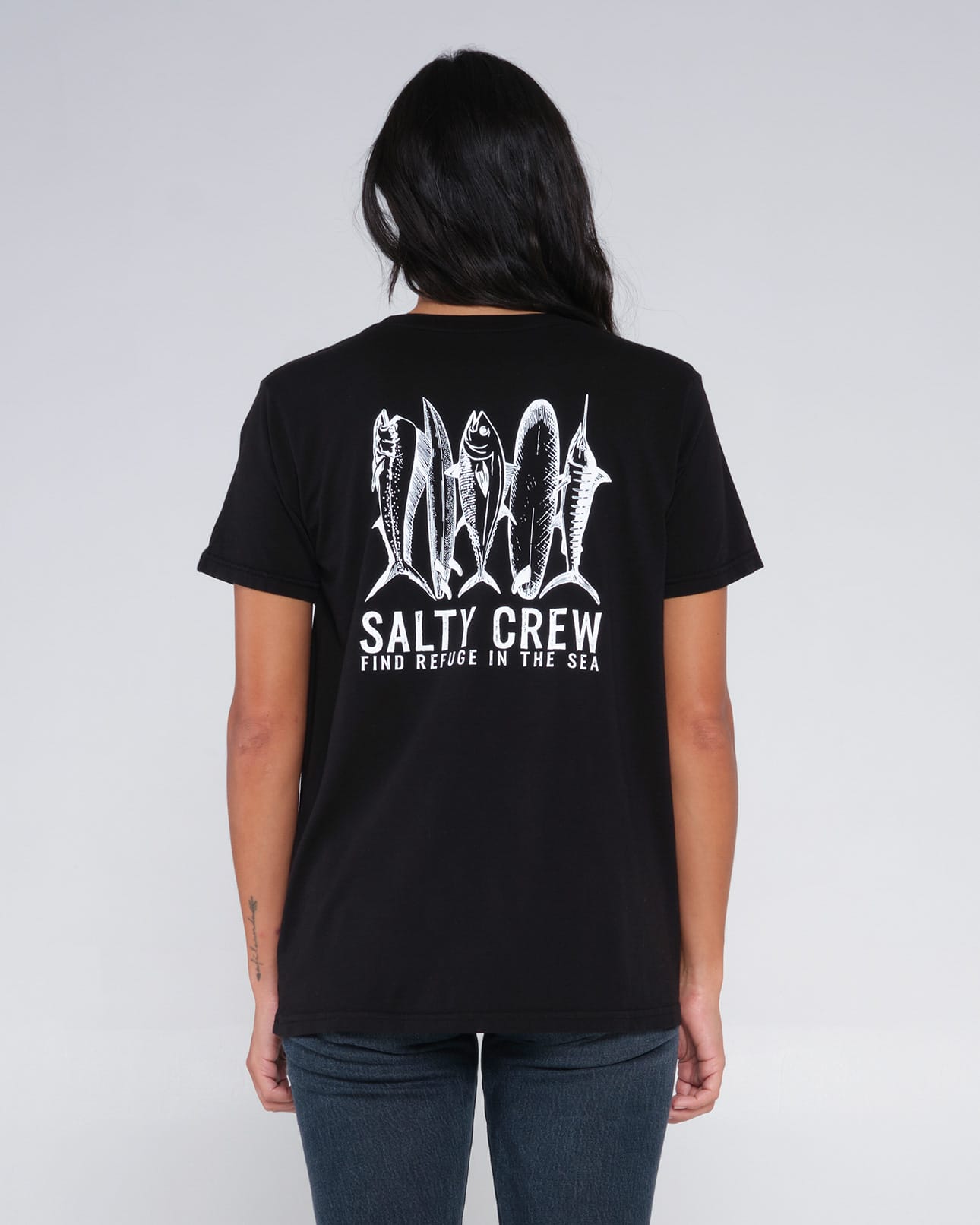 Salty crew T-SHIRTS S/S LINE UP BOYFRIEND TEE - Black in Black