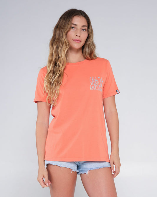 Salty Crew Mulheres - Line Up Boyfriend Tee - Quente Coral