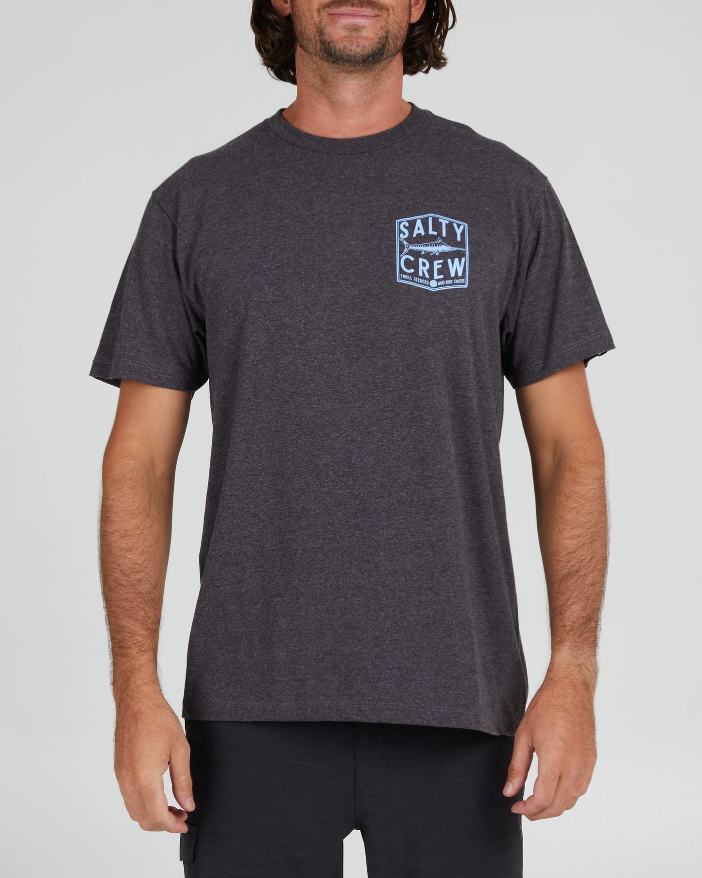 Salty crew T-SHIRTS S/S FISHERY STANDARD S/S TEE - Charcoal Heather in Charcoal Heather