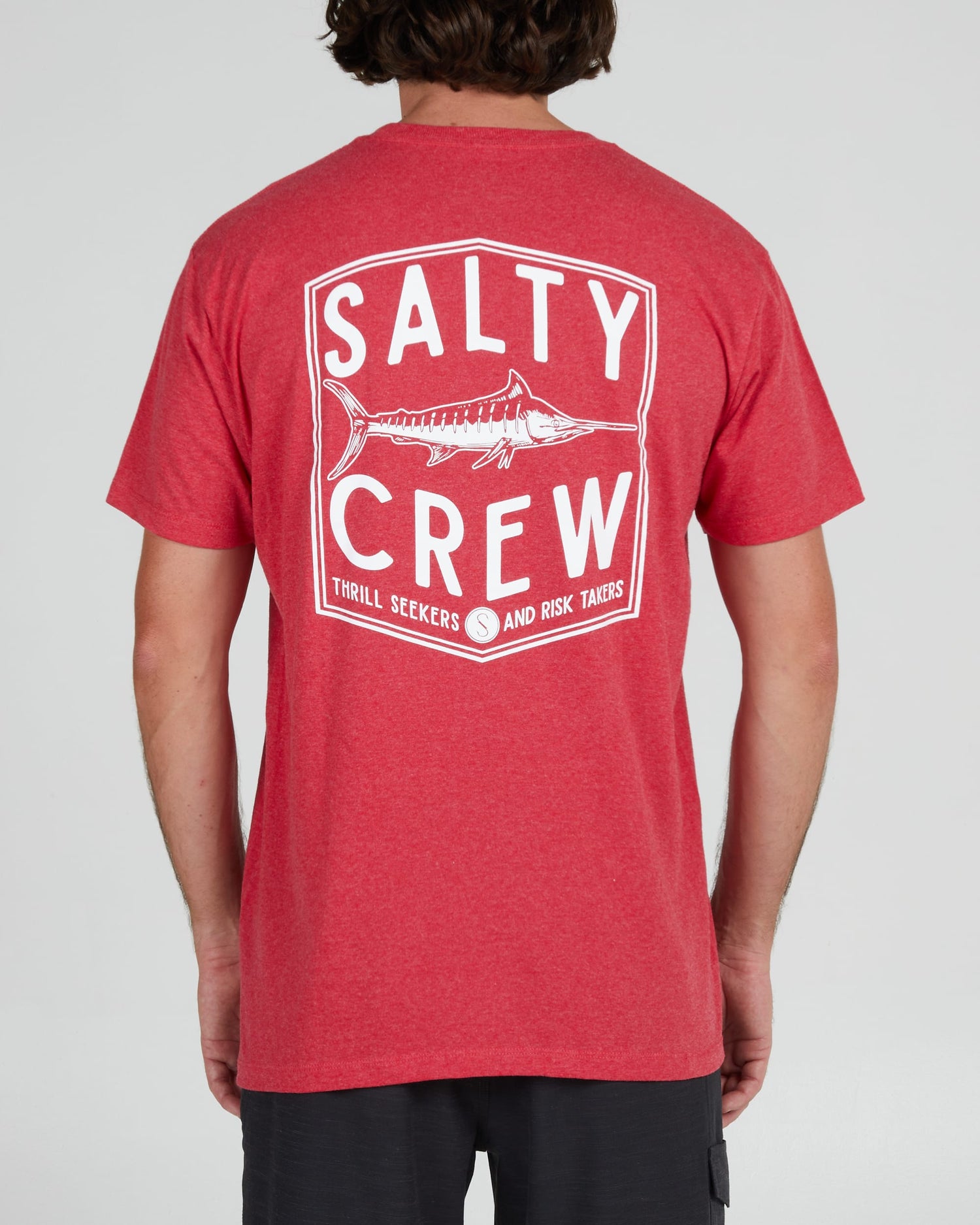 Salty crew T-SHIRTS S/S FISHERY STANDARD S/S TEE - Red Heather in Red Heather